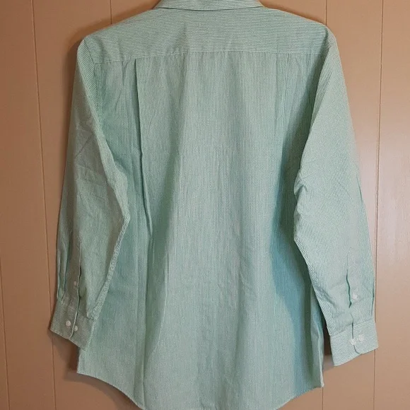 Croft & Barrow Men's 16 32 / 33 Long Sleeve Button Down Mint Green And White - Picture 10 of 10